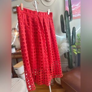 hutch midi skirt anthropologie beautiful bright red 💃🏼